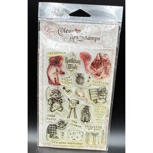 Crafty Secrets MOUSE PARTY Birthday Clear Art Rubber Stamps 2007 NOS